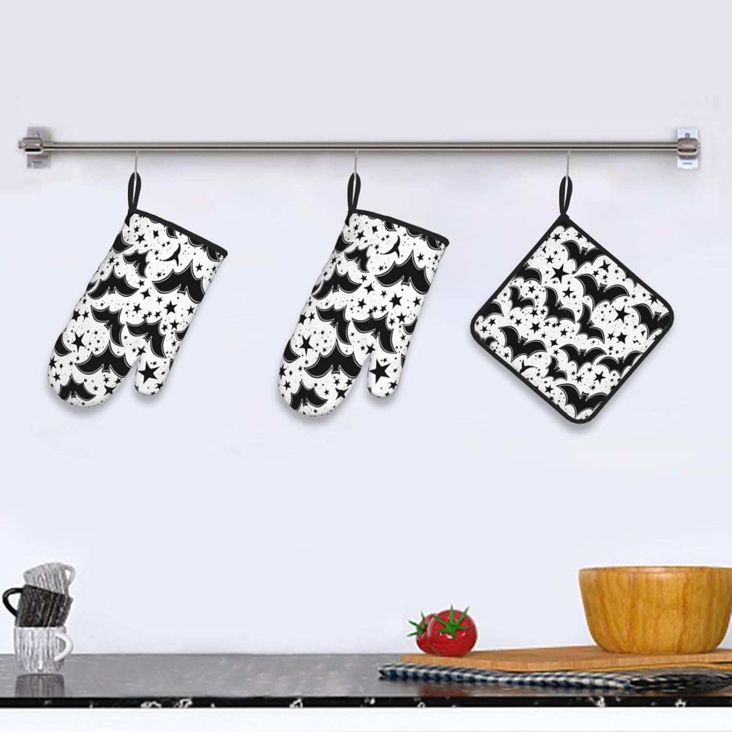Beubebim Bat Print Oven Mitts Set of 3