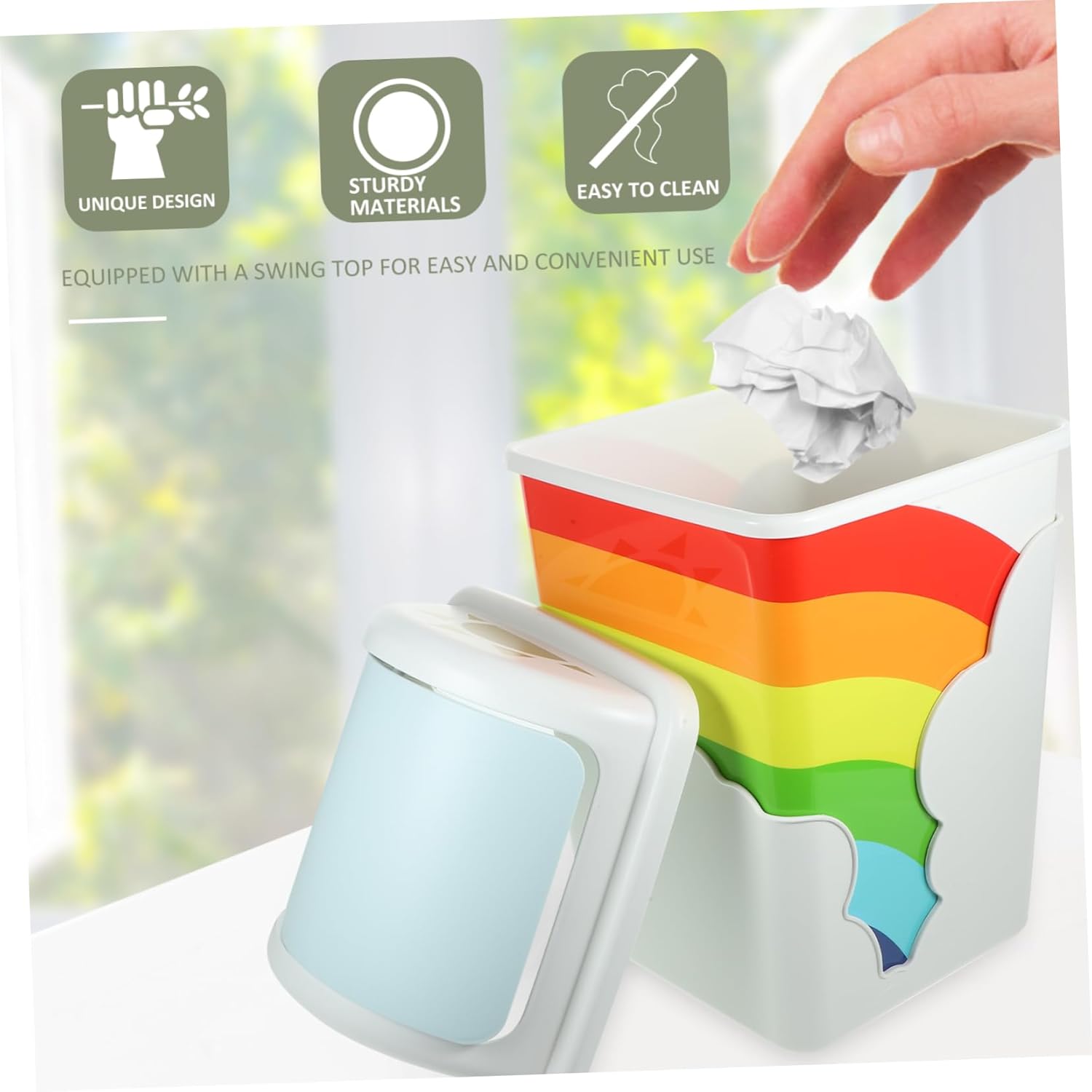 BUGUUYO Touchless Rainbow Swing-top Trash Can