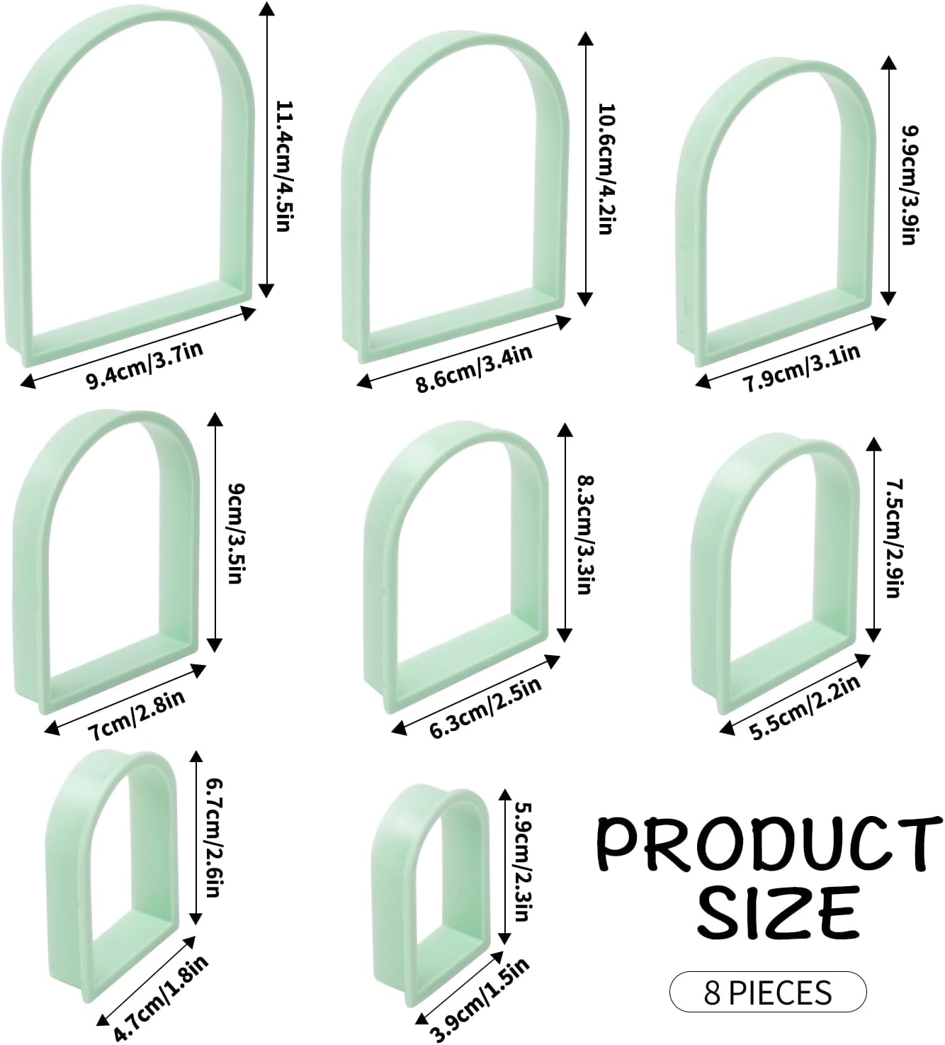 KALAIEN 8-Piece Arch Cookie Cutter Set