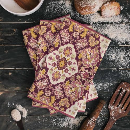 Red Boho Kitchen Towel 18x28 Microfiber Dishcloth Set