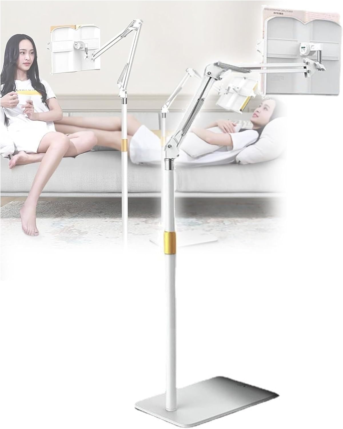 Adjustable Floor Stand for Tablet and Smartphone Reading