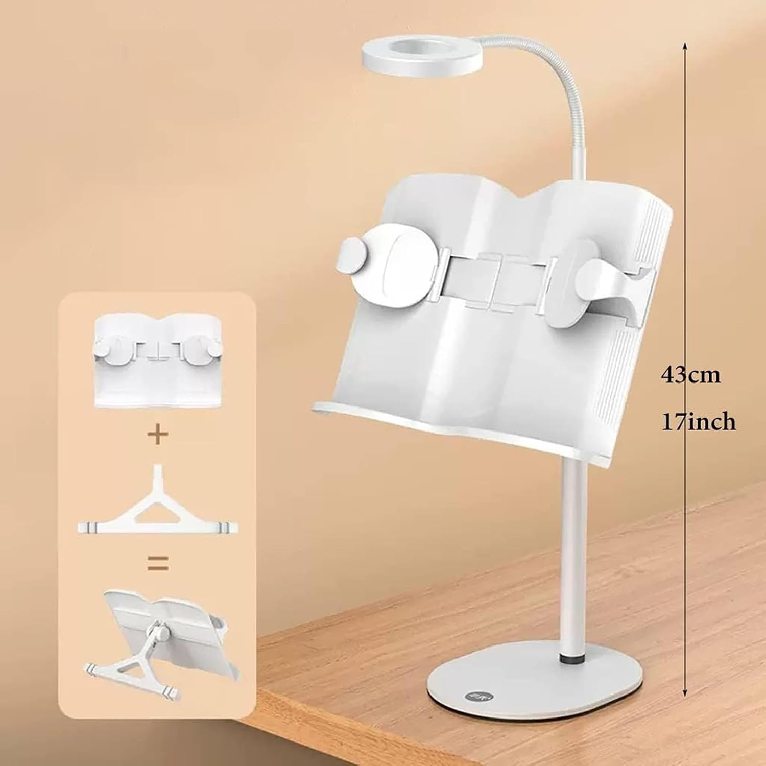 Yuidaaavzz Book Stand with USB Light Adjustable for Reading Writing
