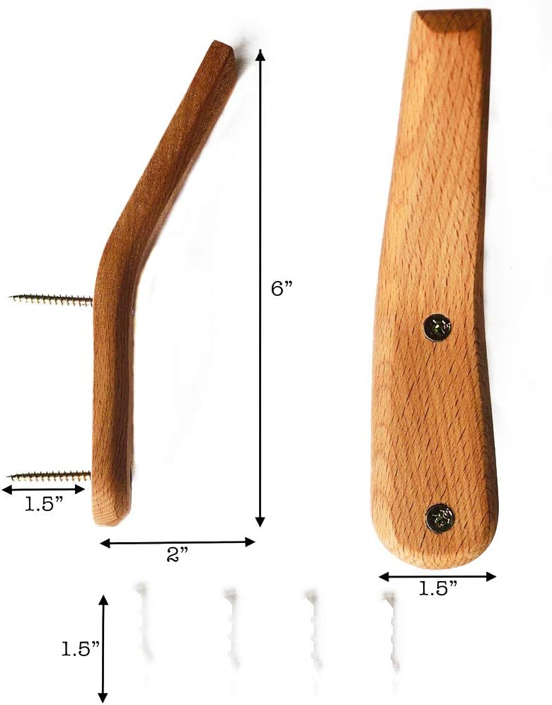 UMZi Wood Wall Hooks 2 Pack Rustic Heavy Duty