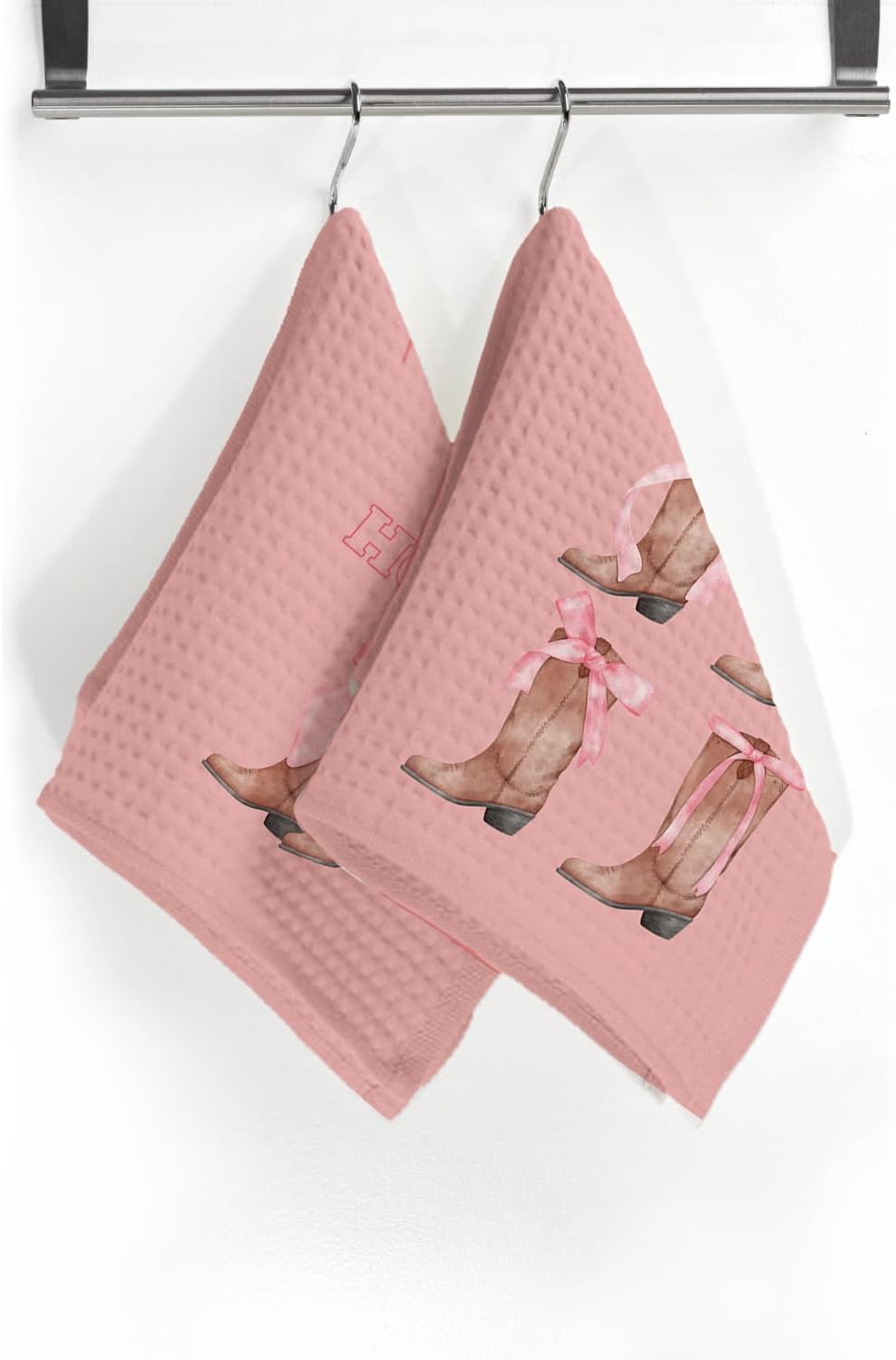Pink Bow Preppy Kitchen Towels Set of 4