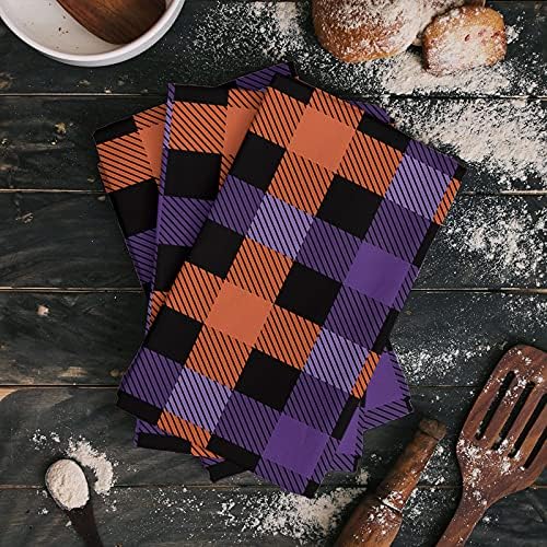 Funnywall88 Halloween Buffalo Plaid Dish Towels Set of 1