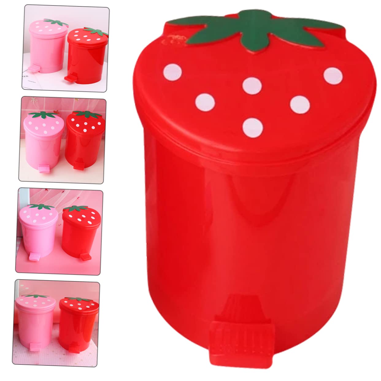 HOOTNEE Cute Strawberry Trash Can with Lid for Desktop and Bedroom 1