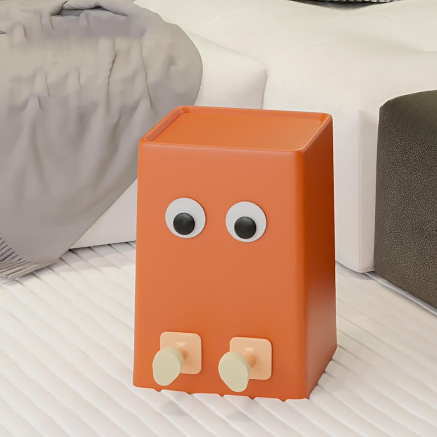 leasote Cartoon Trash Bin for Kids Bathroom Kitchen Office Orange L