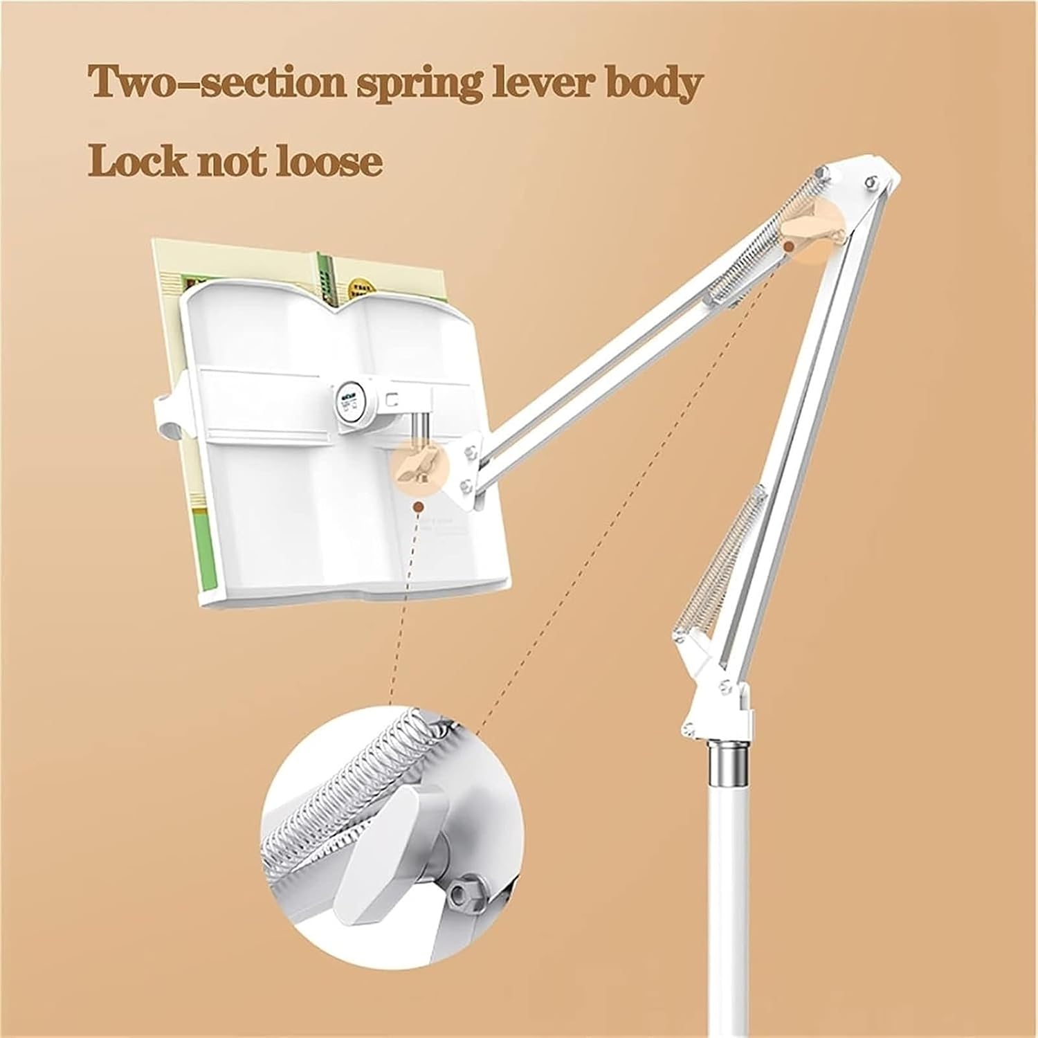 Adjustable Floor Bookstand for Cookbook and Document Holder White