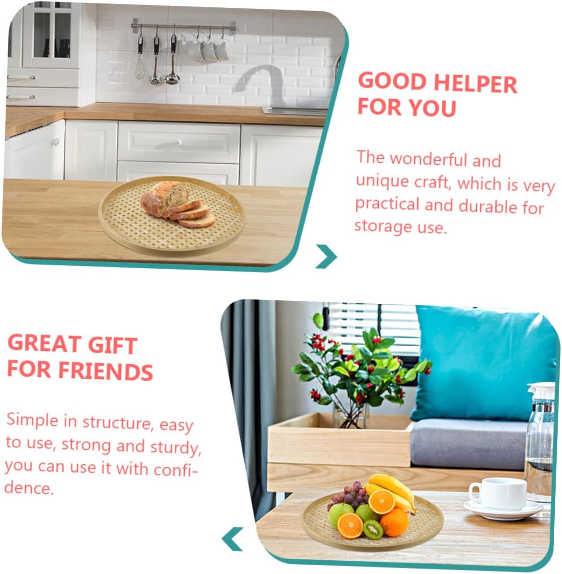BEBEMOKO Bamboo Sieve Colander Storage Basket