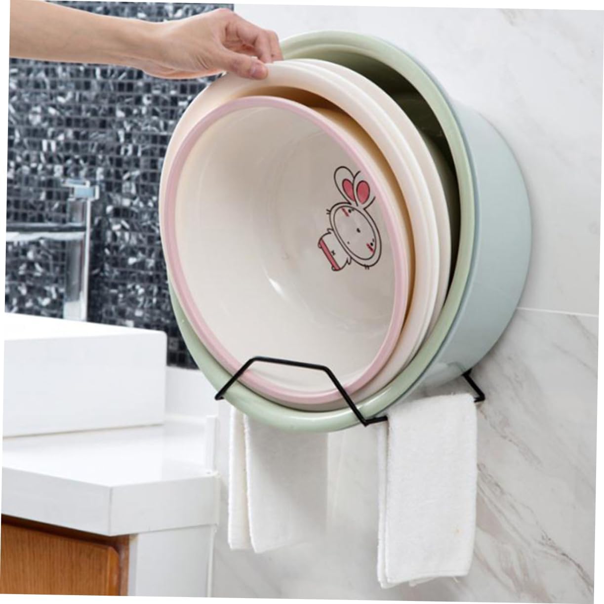 Outanaya Bathtub Hooks Organizer Strong Towel Holder Elegant Black Design