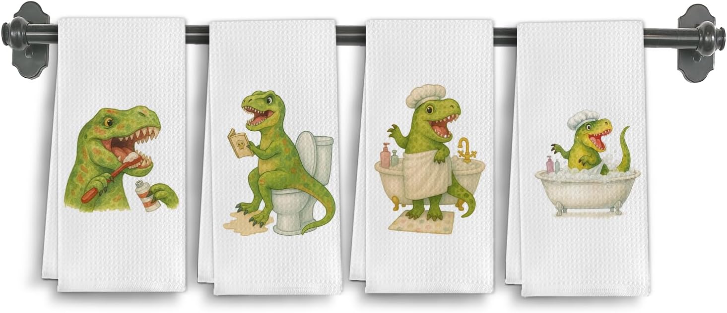 Funny Dinosaur Hand Towels for Kids 16x24 Inch