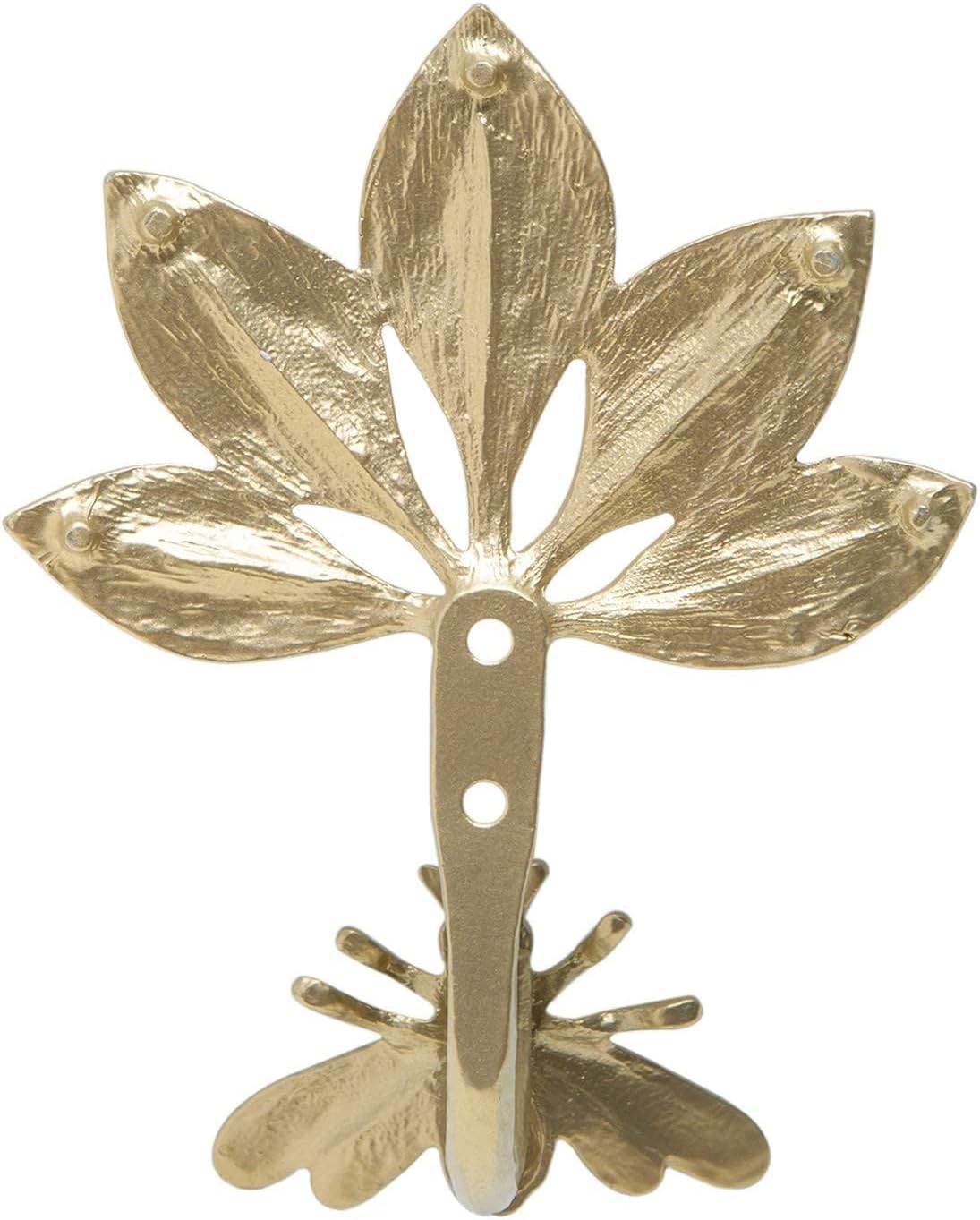 Soffee Design Gold Bee Leaf Wall Hooks Set of 2