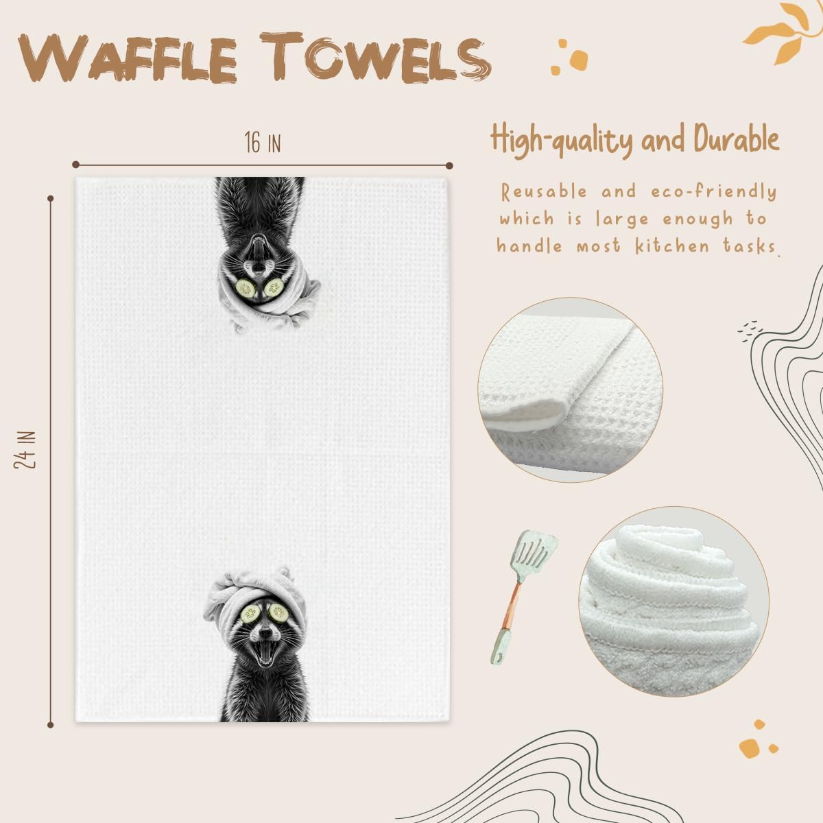 1 PCS Raccoon Hand Towel 16x235 Soft Microfiber