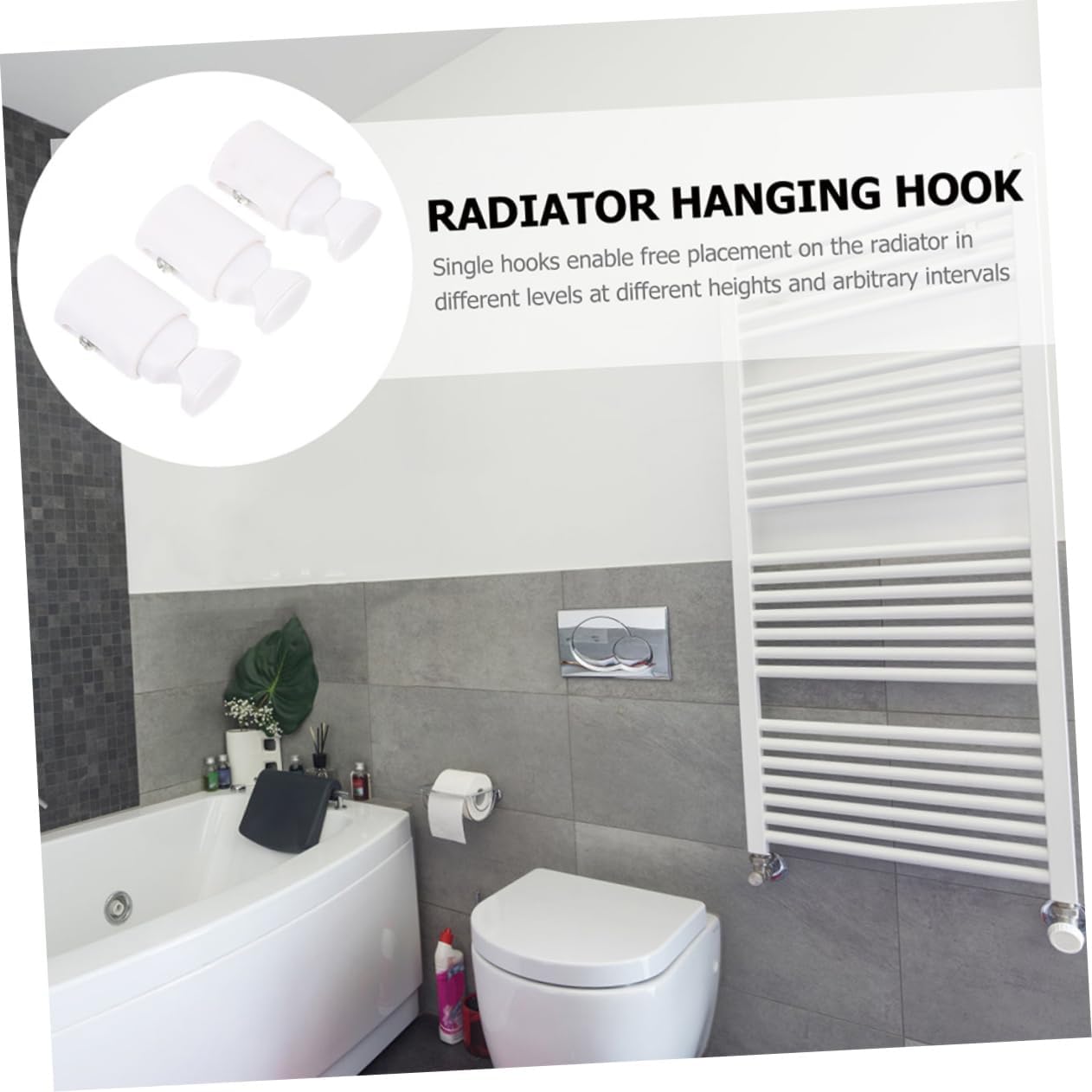 MUELODSIC 3pcs Radiator Hooks for Bathroom Storage