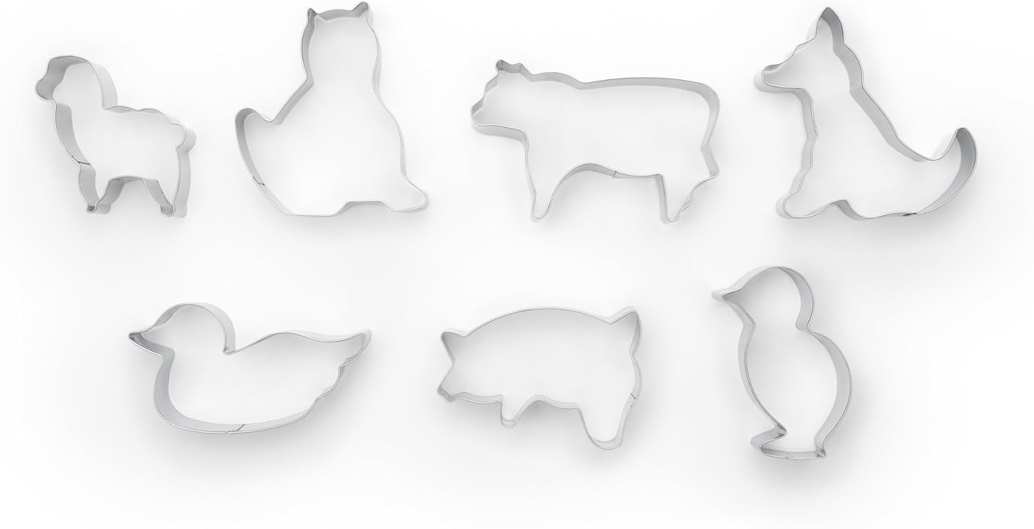 Fox Run Set Cookie Cutters 7-Piece Farm Animals Silver 1