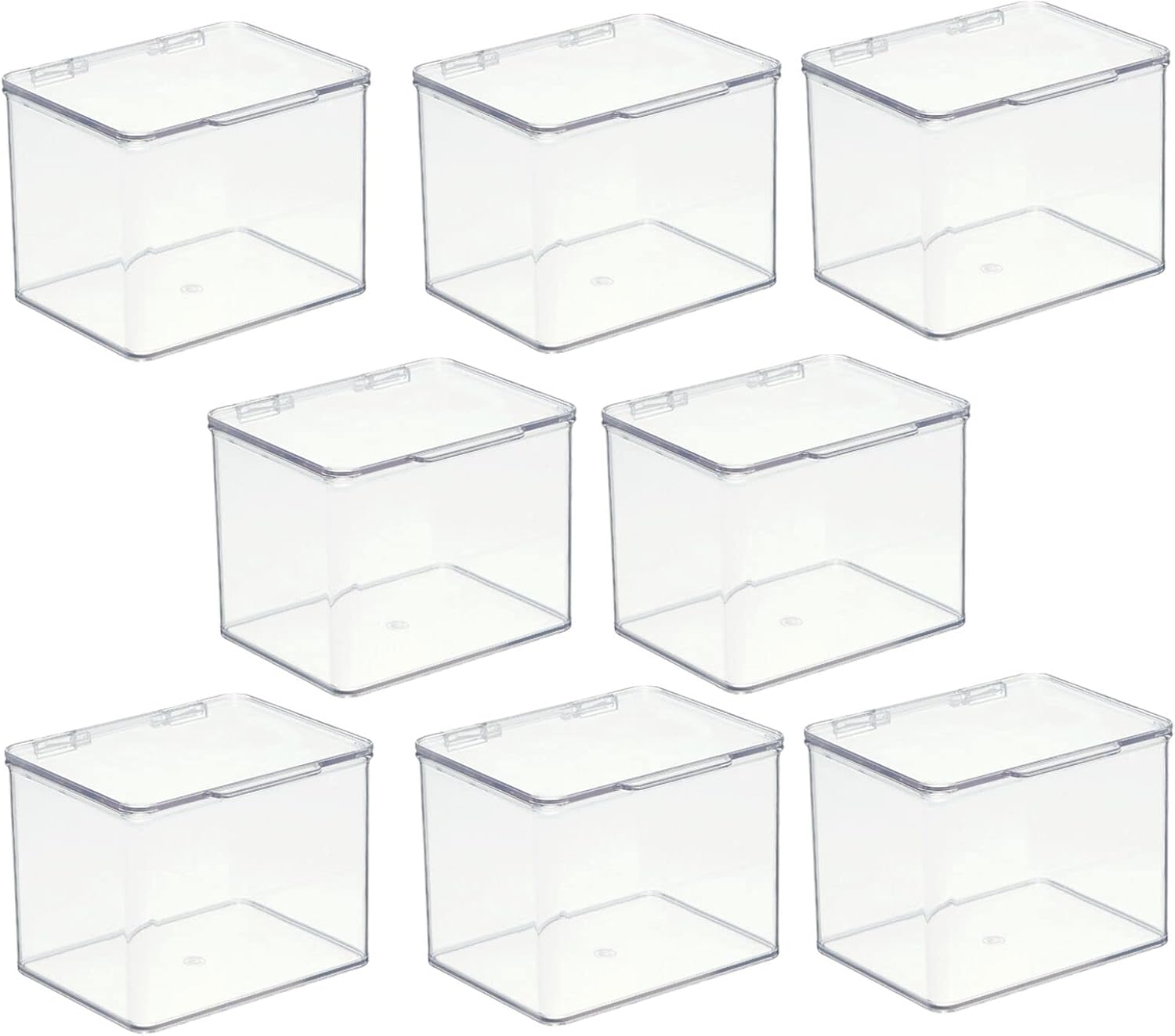 mDesign Clear Storage Boxes with Hinged Lid 8 Pack