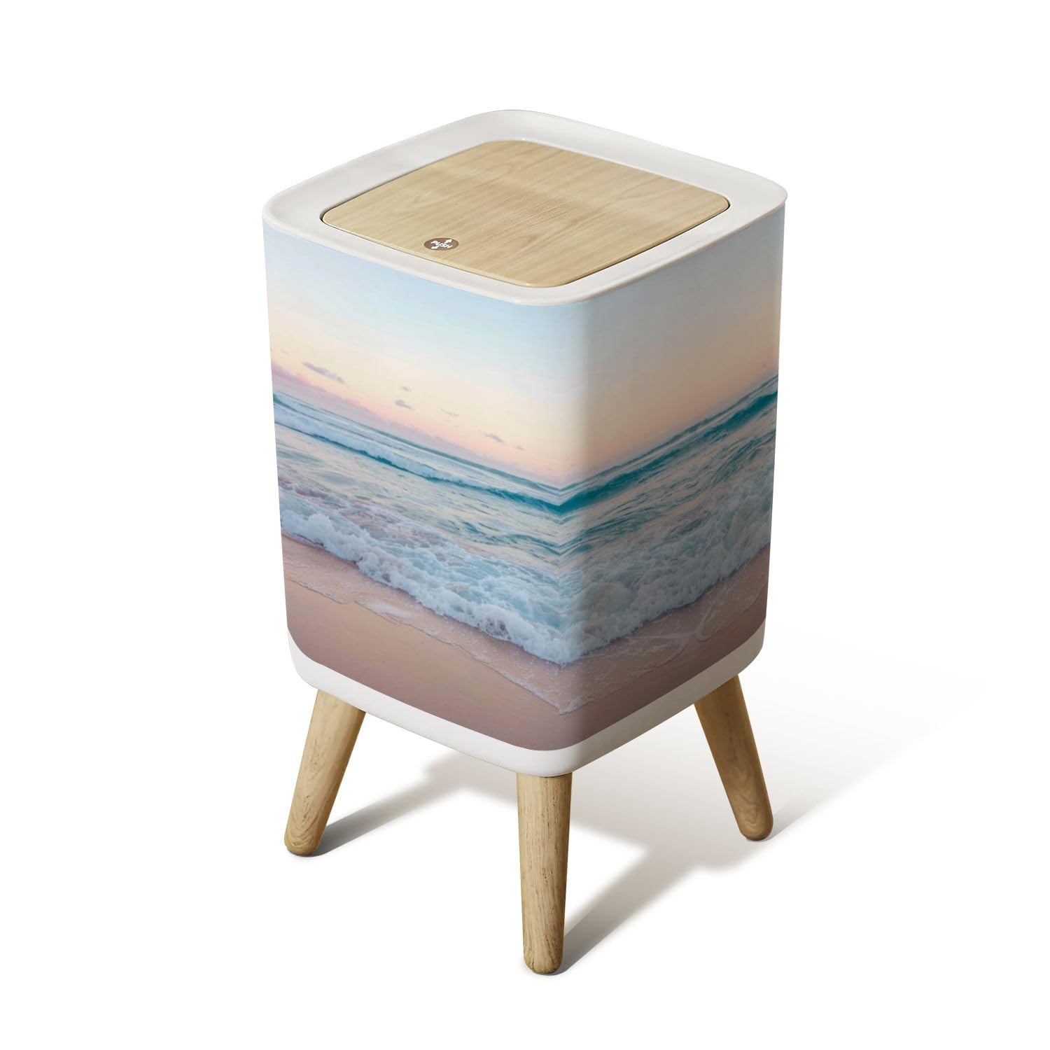 Ocean Waves Trash Can 26 Gallon with Lid