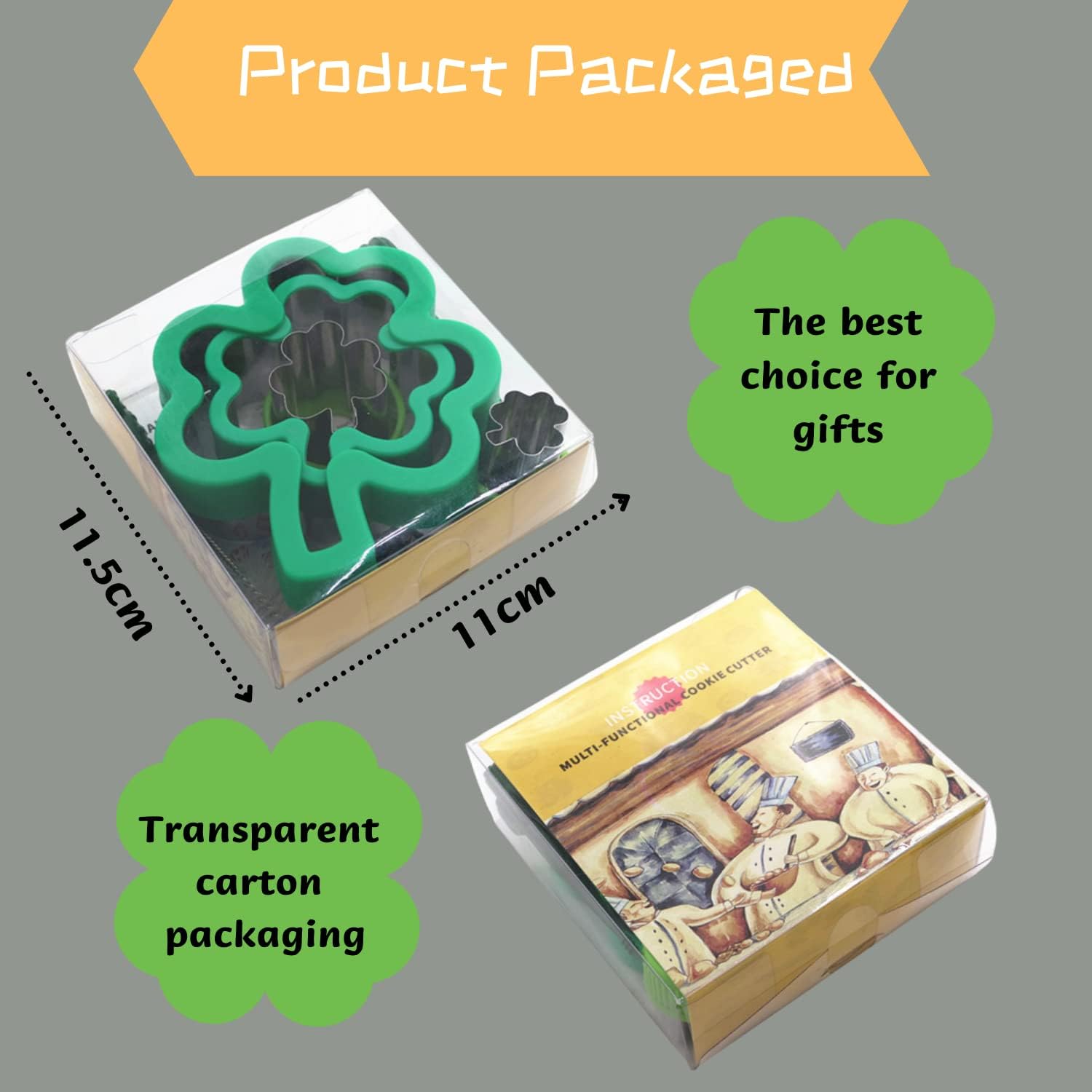 Crethinkaty Shamrock Shape Sandwich Cutters 8PCS Mini Cookie Stamps Mold for Easter