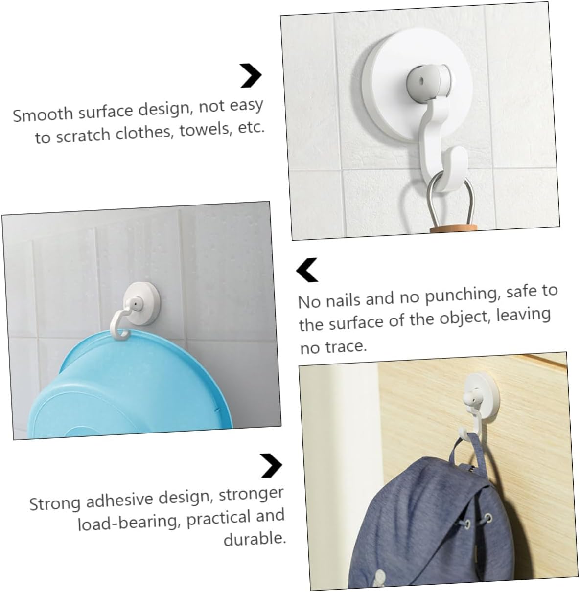 3pcs Home Hooks Removable Wall Hooks for Towels and Kitchen Items