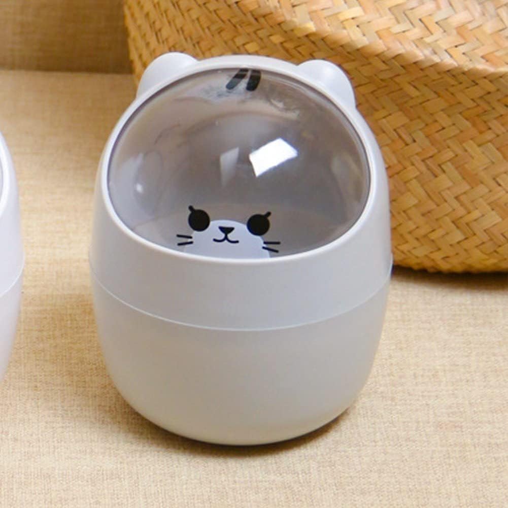 Cute Desktop Trash Can with Flip Lid for Kids