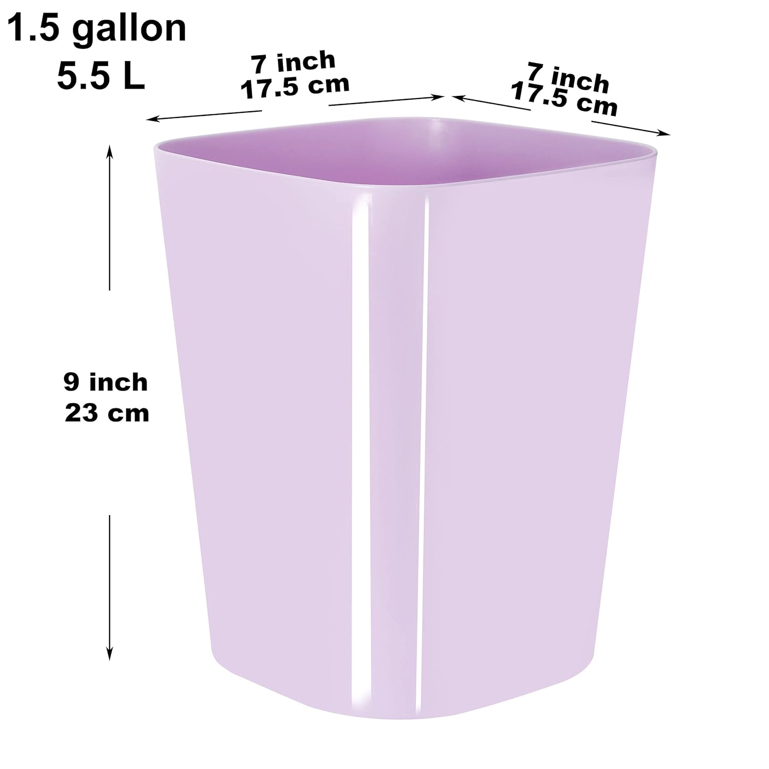 Youngever 2 Pack Square Trash Can 15 Gallon Purple
