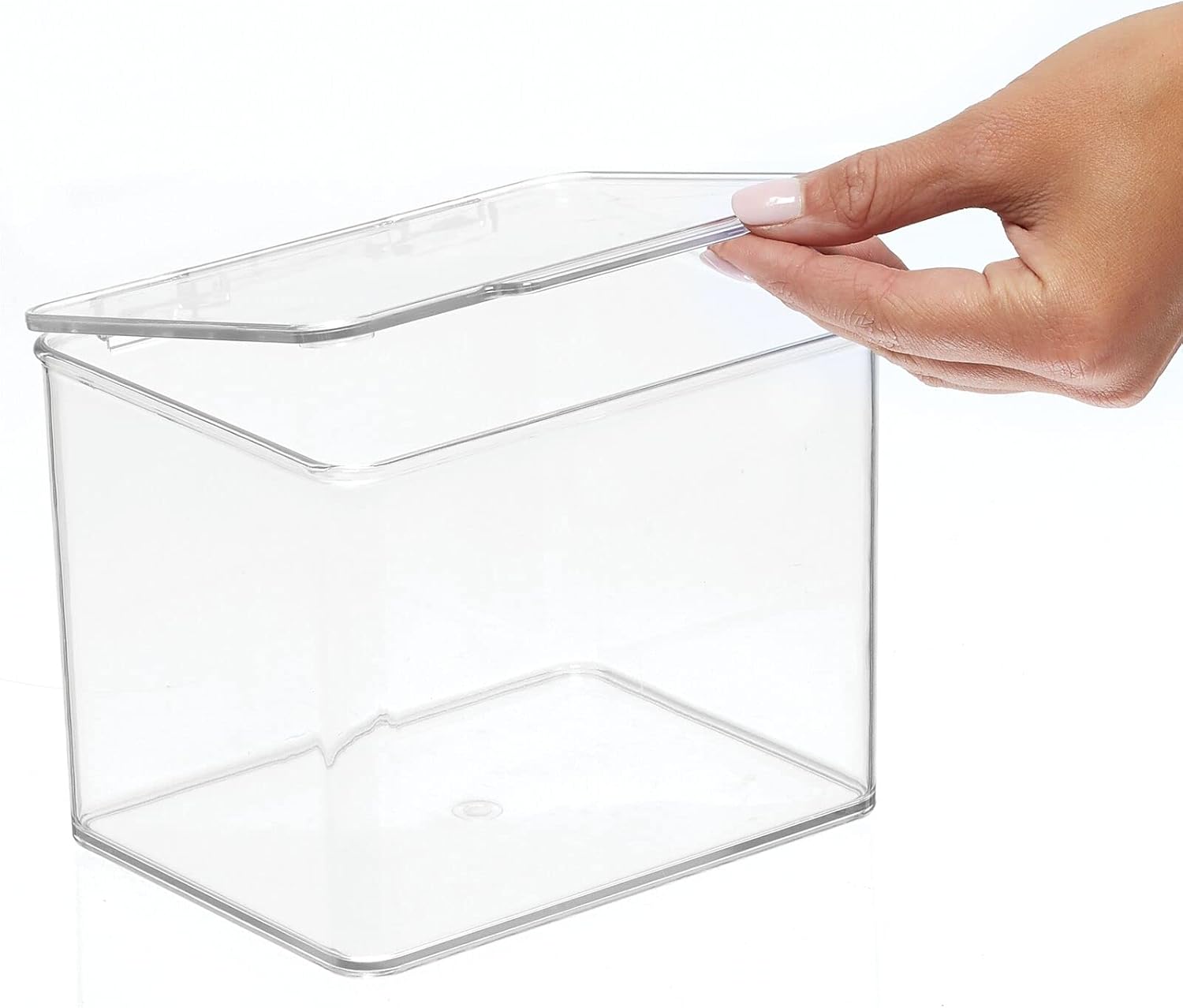 mDesign Clear Storage Boxes with Hinged Lid 8 Pack
