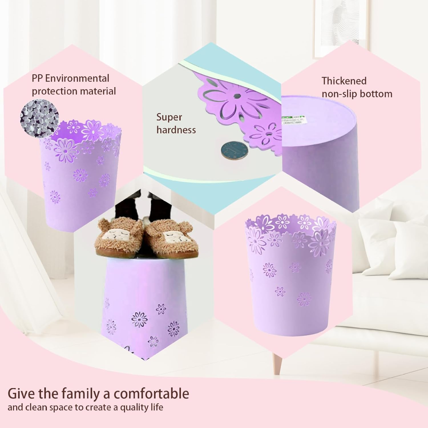 63 Inch Compact Wastebasket for Small Spaces