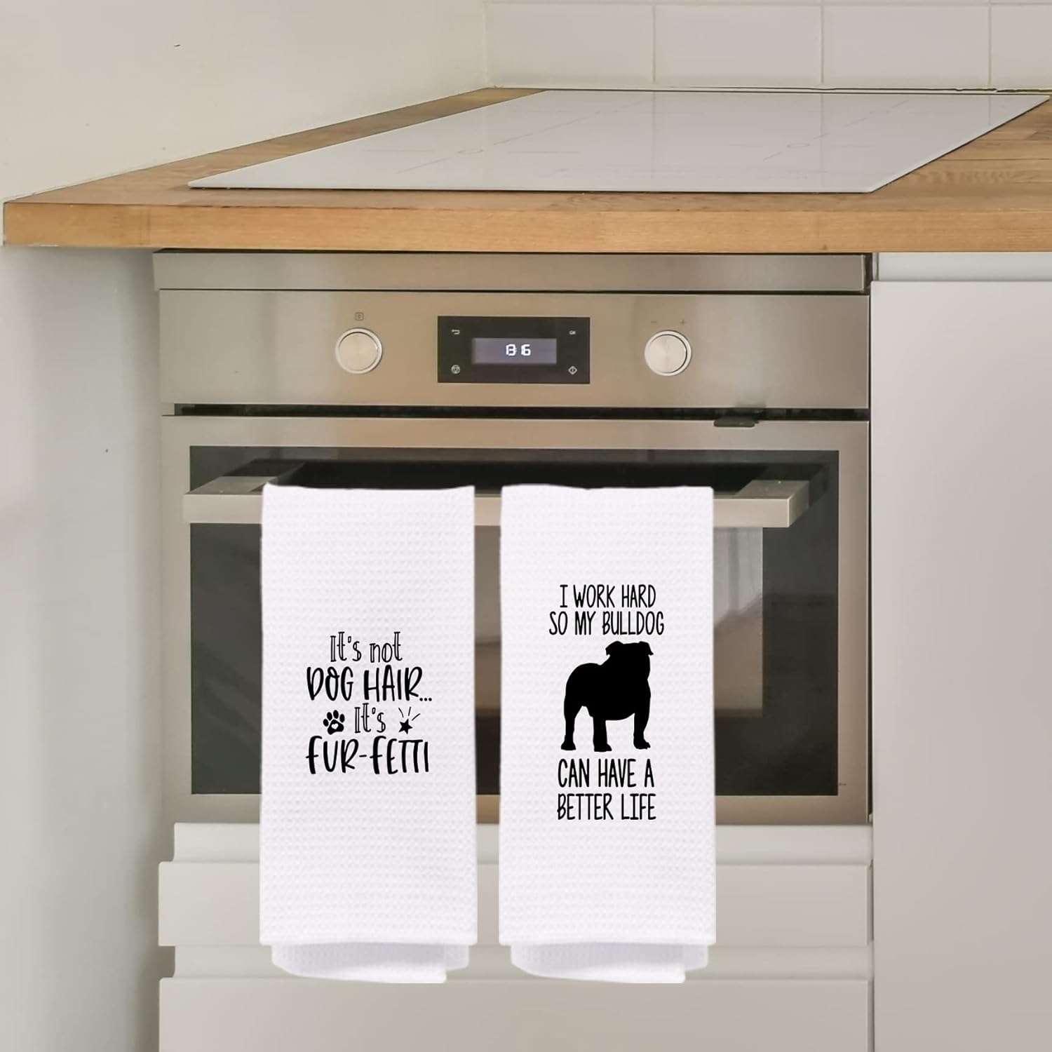 Funny Bulldog Kitchen Towel Set of 4 24x16 Inch