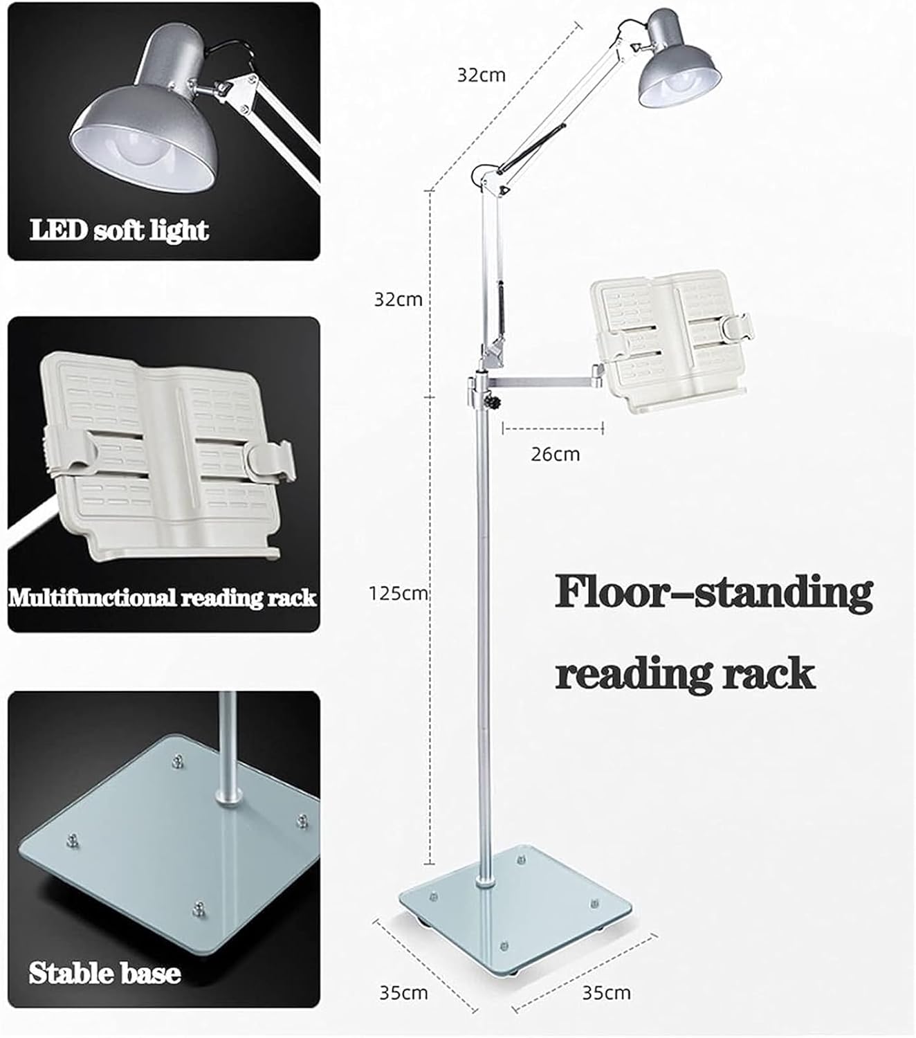 Adjustable Tablet Floor Stand for Bed and Kitchen Use