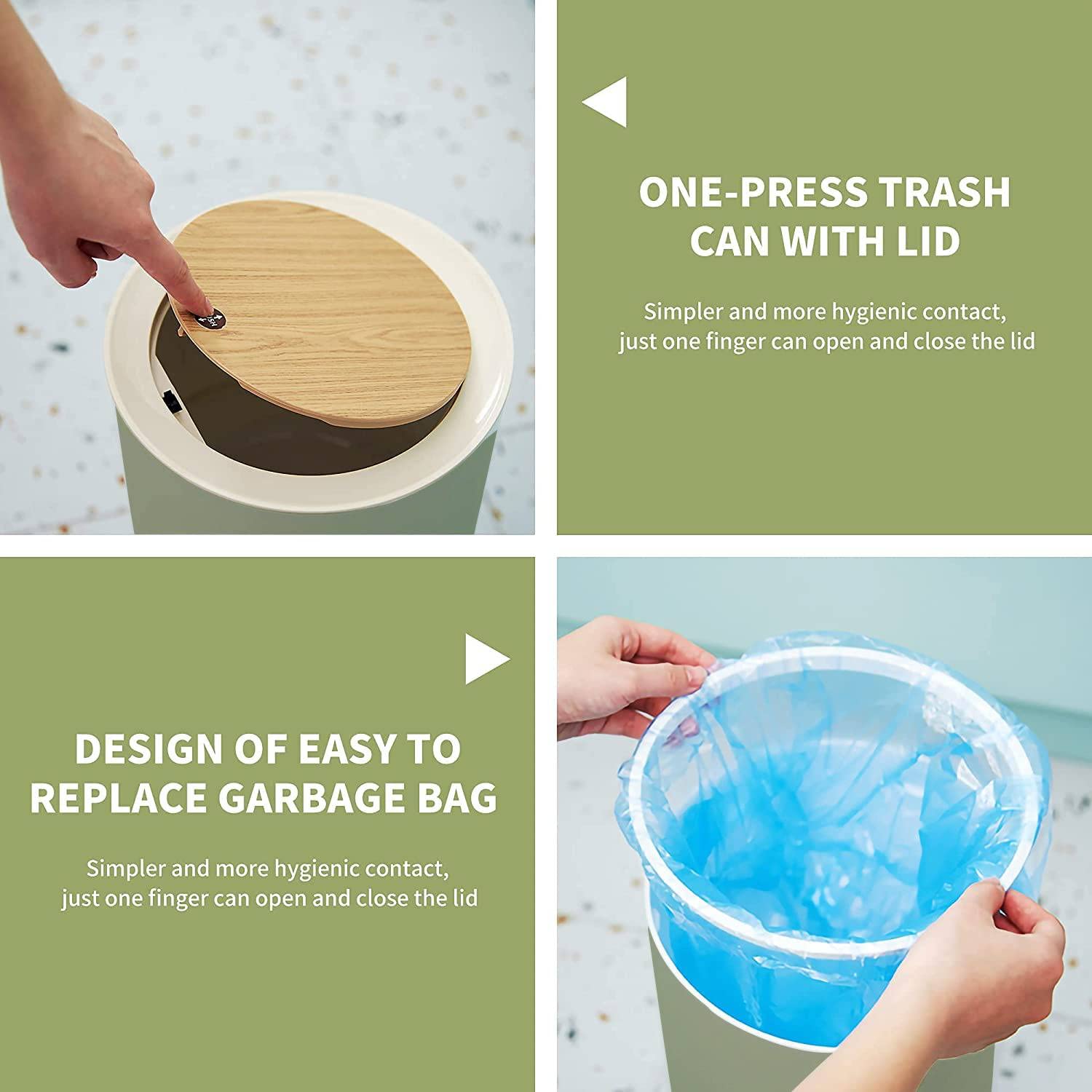 Small Trash Can with Lid for Bathroom Kitchen Office