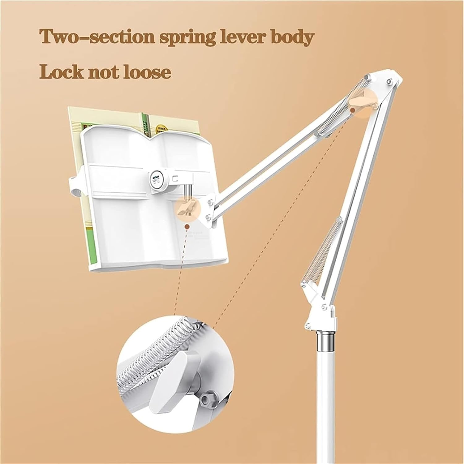 Adjustable Floor Stand for Books and Cookbooks White