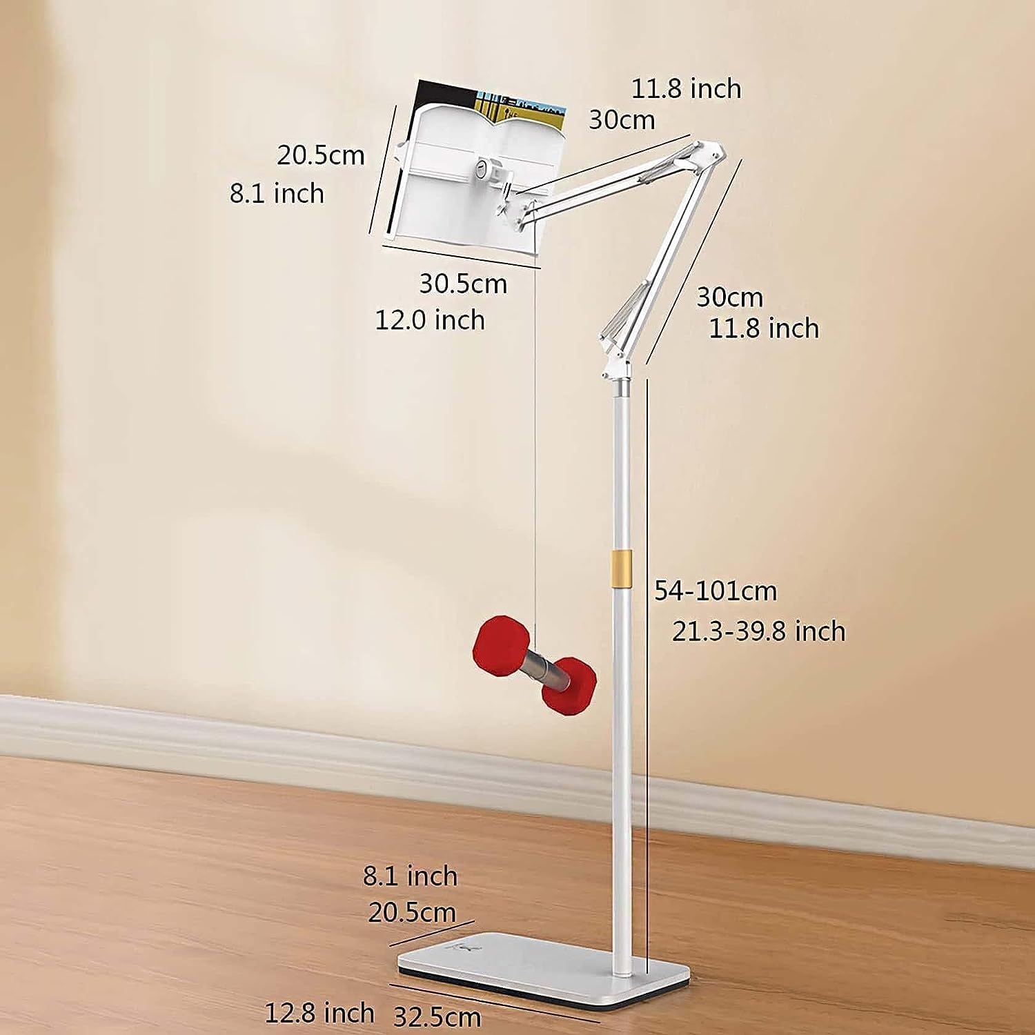 Adjustable Floor Book Stand 180 Rotatable Multifunctional for Kitchen Office Study