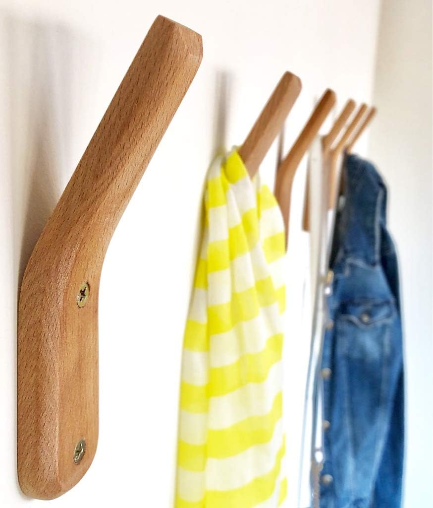 UMZi Wood Wall Hooks 2 Pack Rustic Heavy Duty