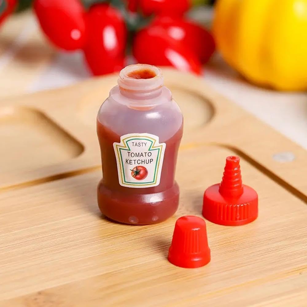 Sluswallow 4Pcs Mini Ketchup Bottles for Bento Box