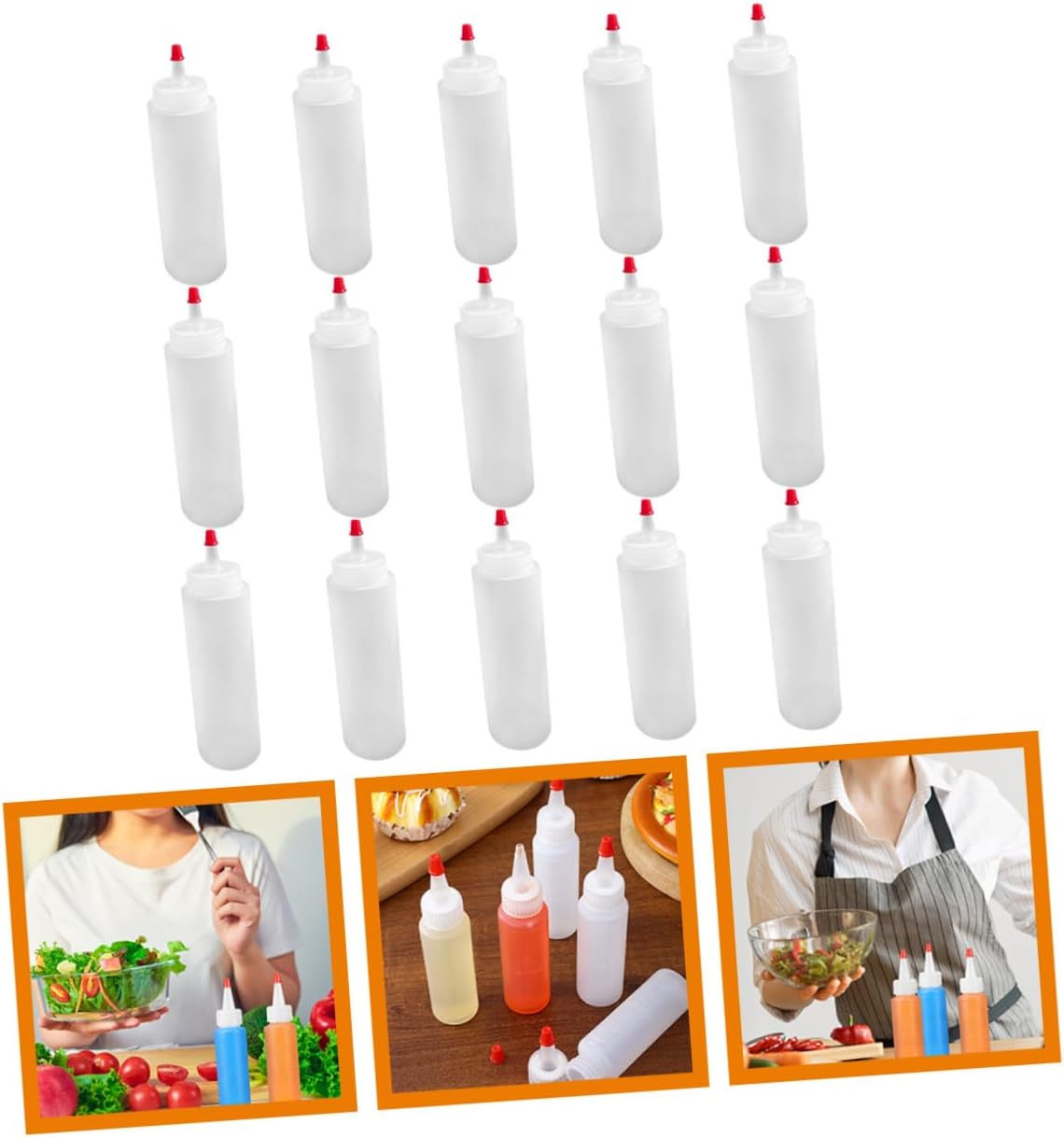 Luxshiny 2oz Mini Condiment Bottles 15pcs Squeeze Bottles