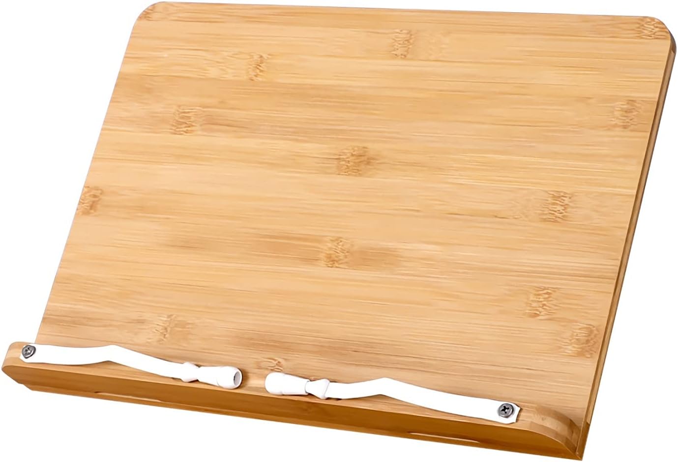 Adjustable Book Stand with Page Clips and Tray for Kitchen and Home