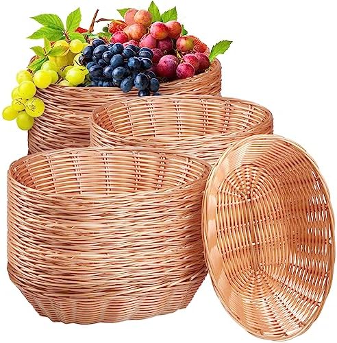 36 Piece Plastic Wicker Bread Serving Basket Set