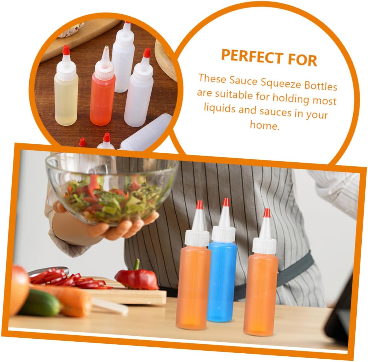 BESTOYARD 15 Piece Condiment Squeeze Bottles 2oz Wide Mouth ABS Plastic