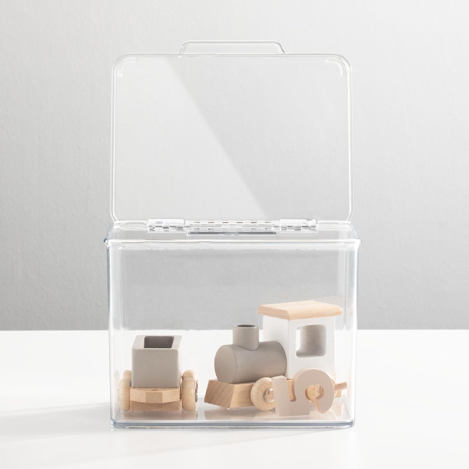 mDesign Clear Storage Boxes with Hinged Lid 8 Pack