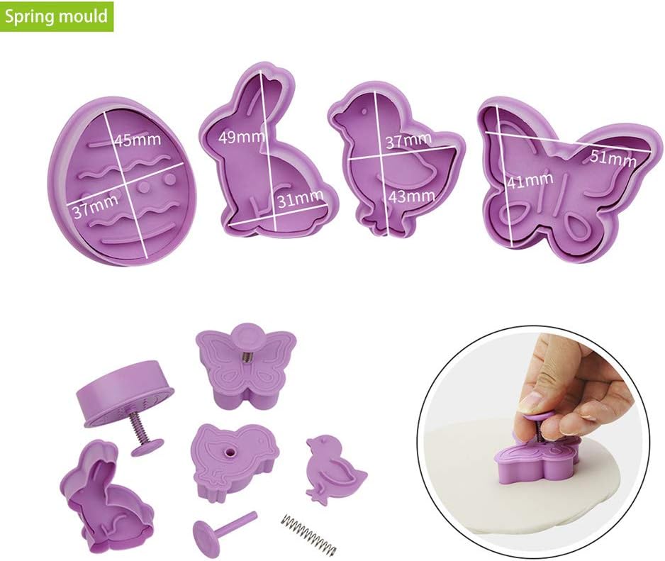 4Pcs Easter Cake Molds 3D Plastic Cookie Molds Non-Stick DIY Baking Tools