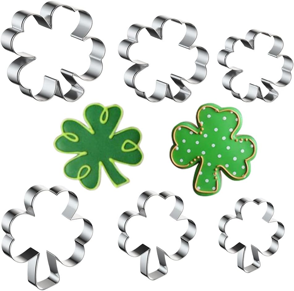 St Patricks Day Cookie Cutter Set 6 Pcs Metal Shamrock