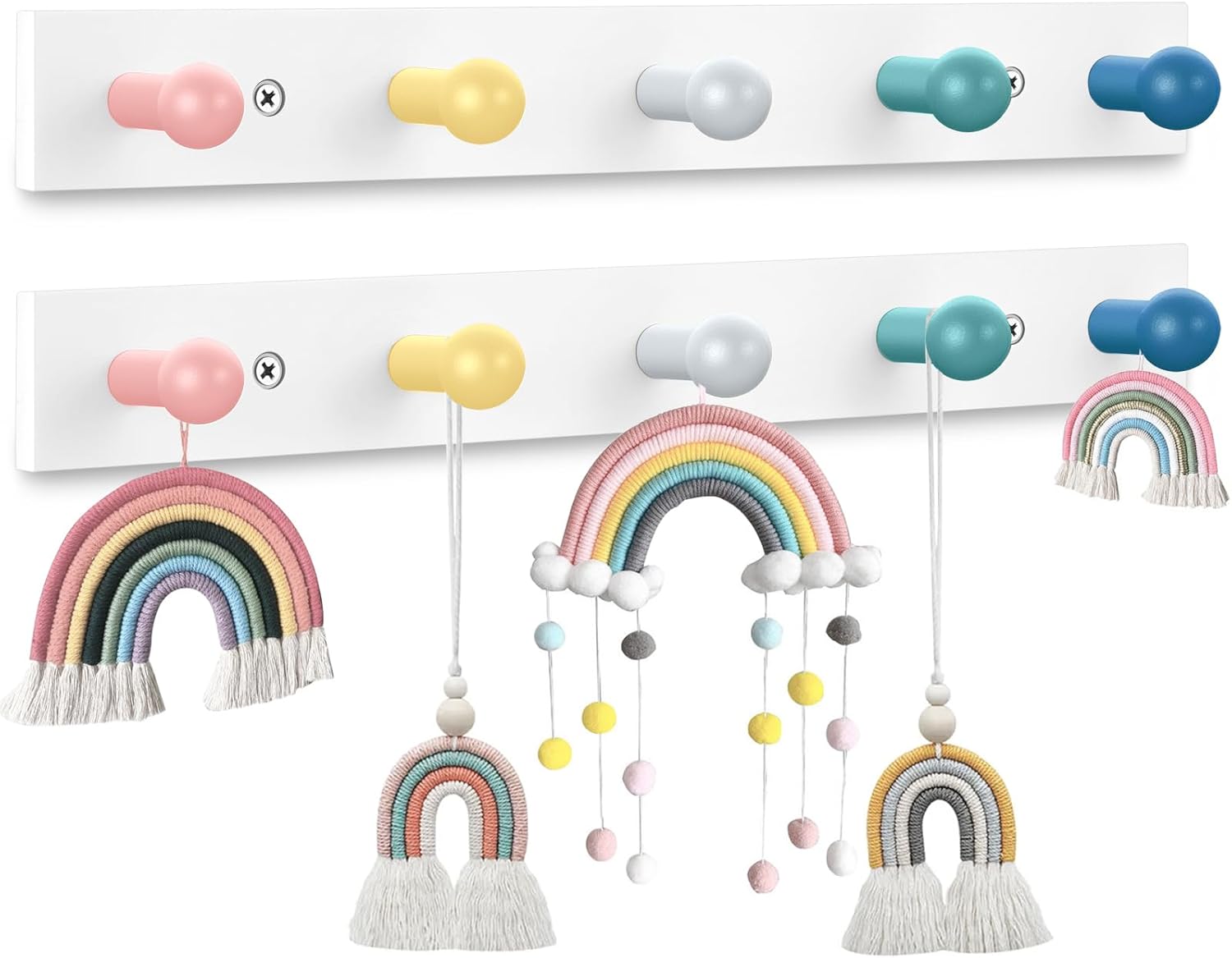 Maitys Rainbow Kids Coat Rack Wall Hooks