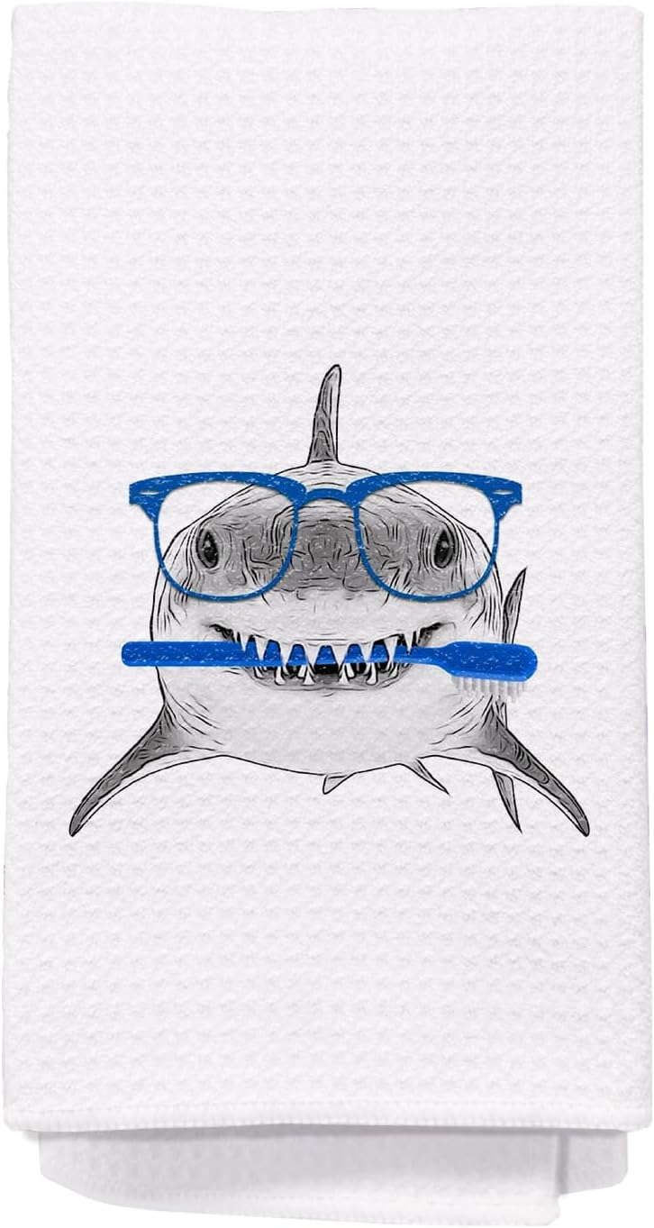 Funny Shark Hand Towels 16x24 Bathroom Decor