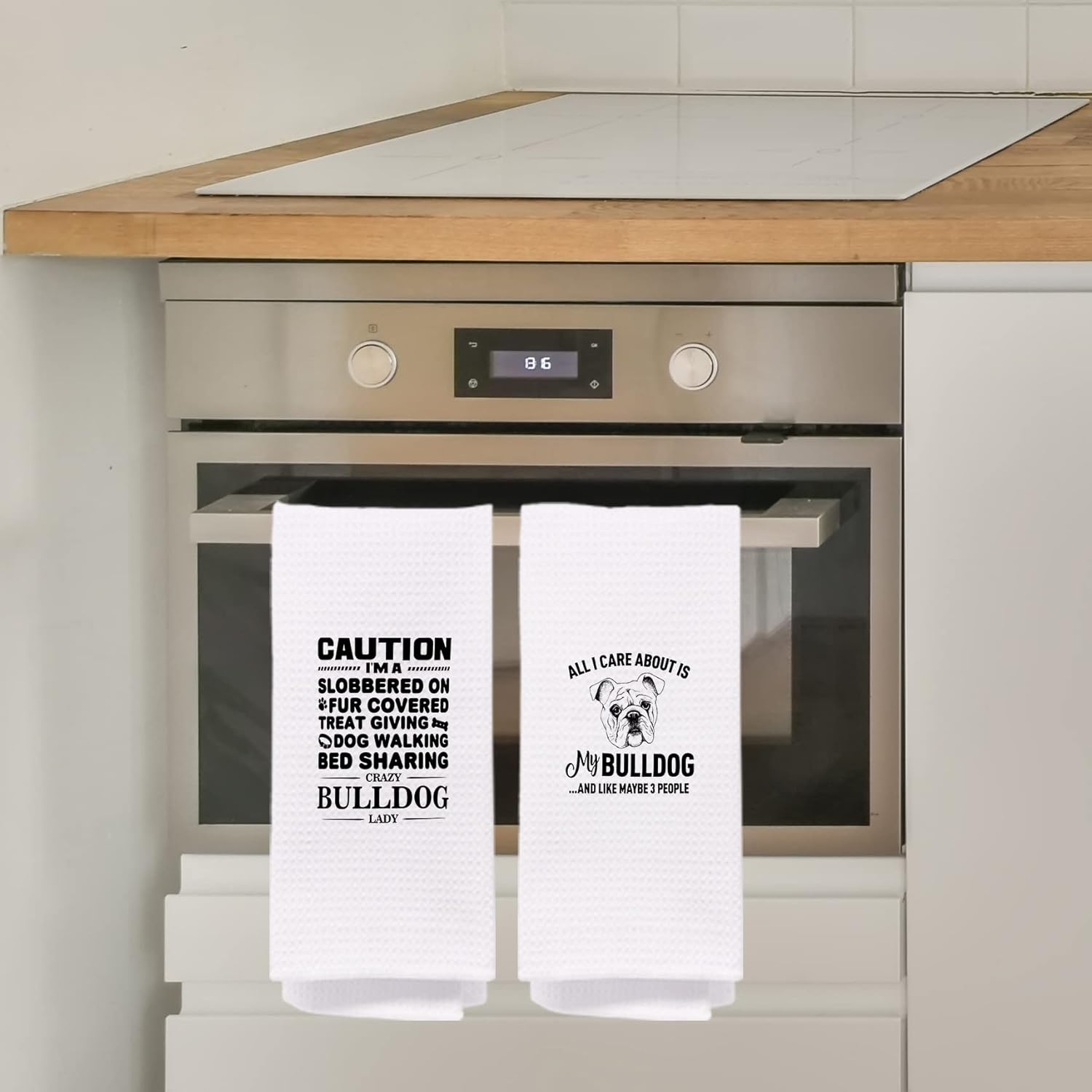 Funny Bulldog Kitchen Towel Set of 4 24x16 Inch