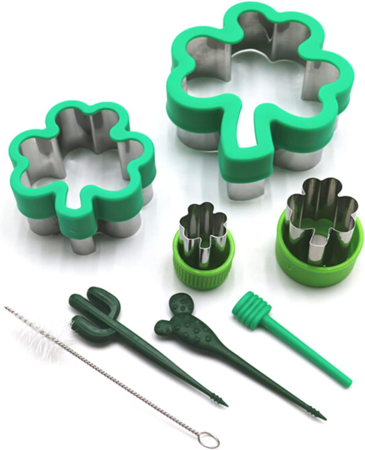 Crethinkaty Shamrock Shape Sandwich Cutters 8PCS Mini Cookie Stamps Mold for Easter