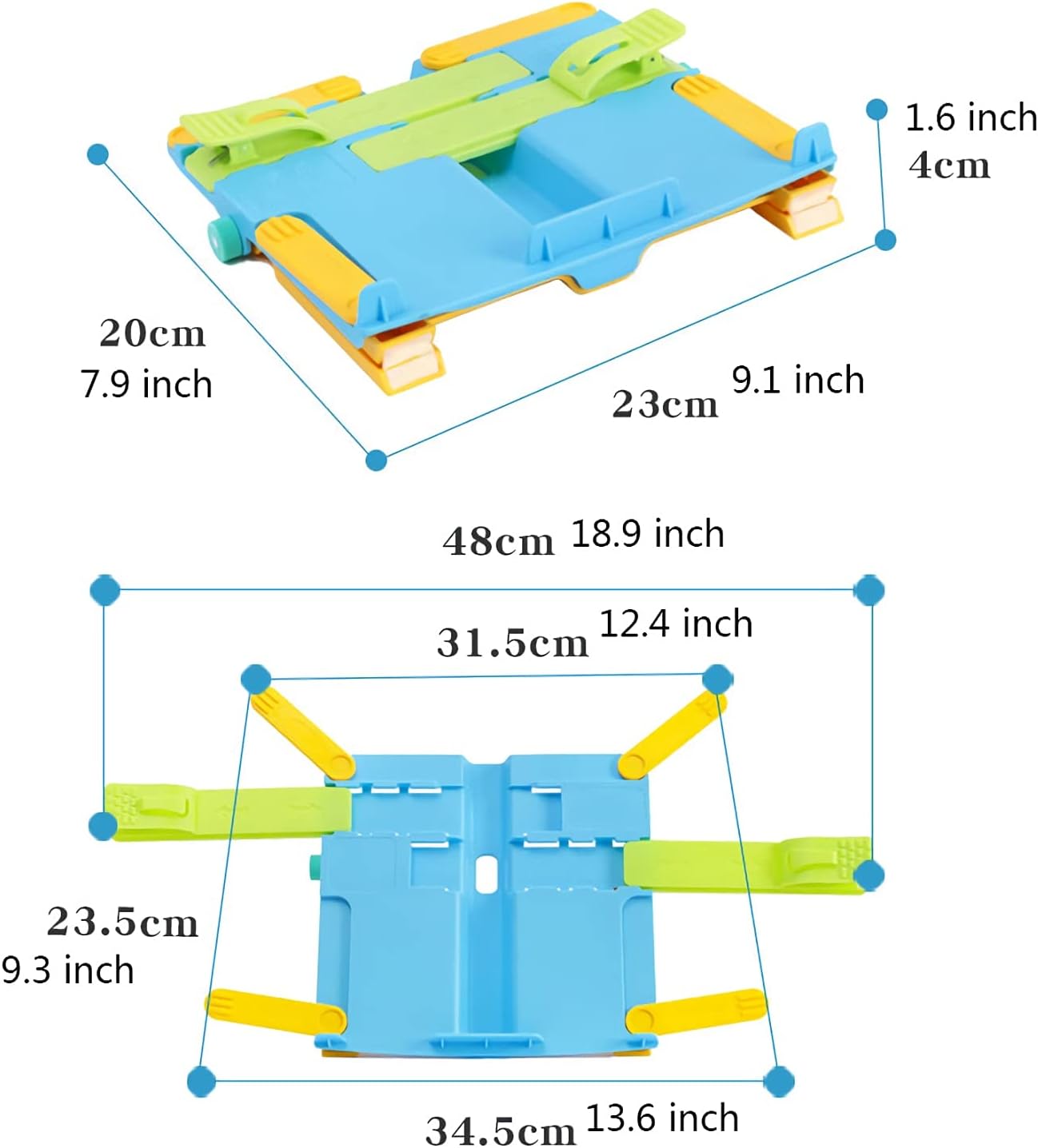 Yuidaaavzz Foldable Book Stand for Kitchen and Office Blue