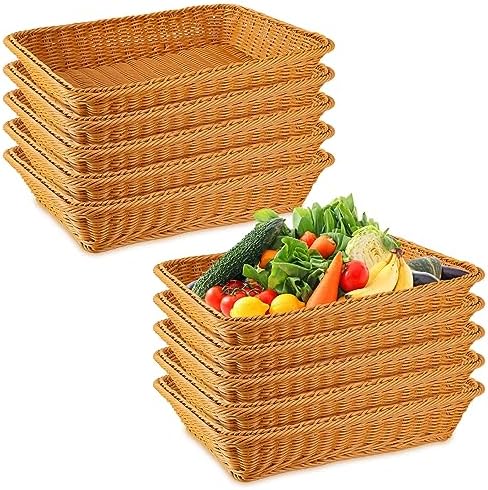 Tioncy 10 Pcs Poly Wicker Bread Serving Baskets 1