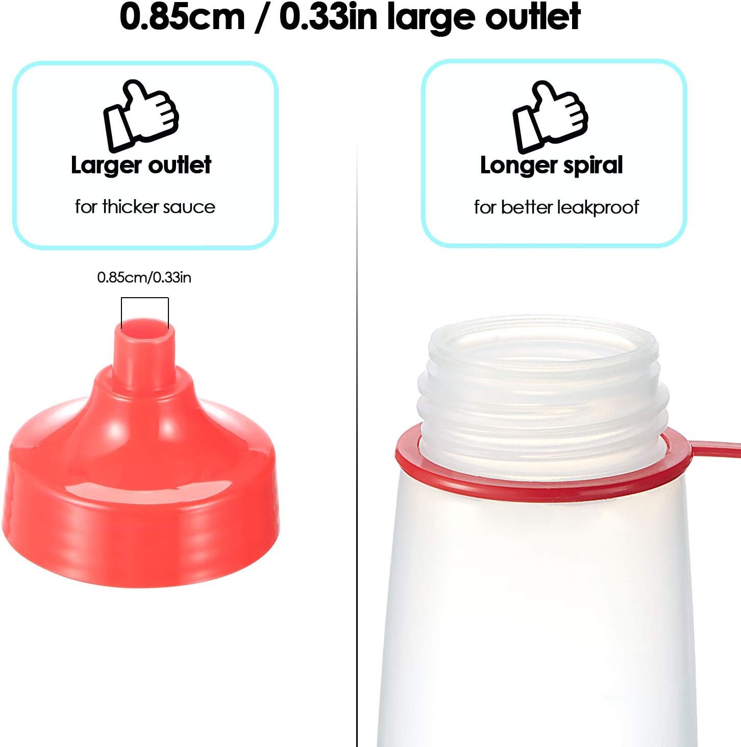 Ondiomn 300ml Clear Squeeze Bottles for Condiments and Baking