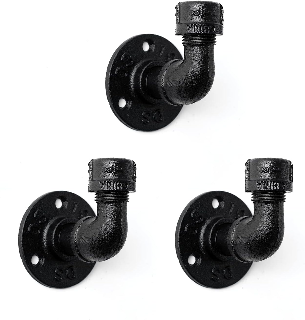 Home TZH Industrial Black Towel Hooks 3 Pack