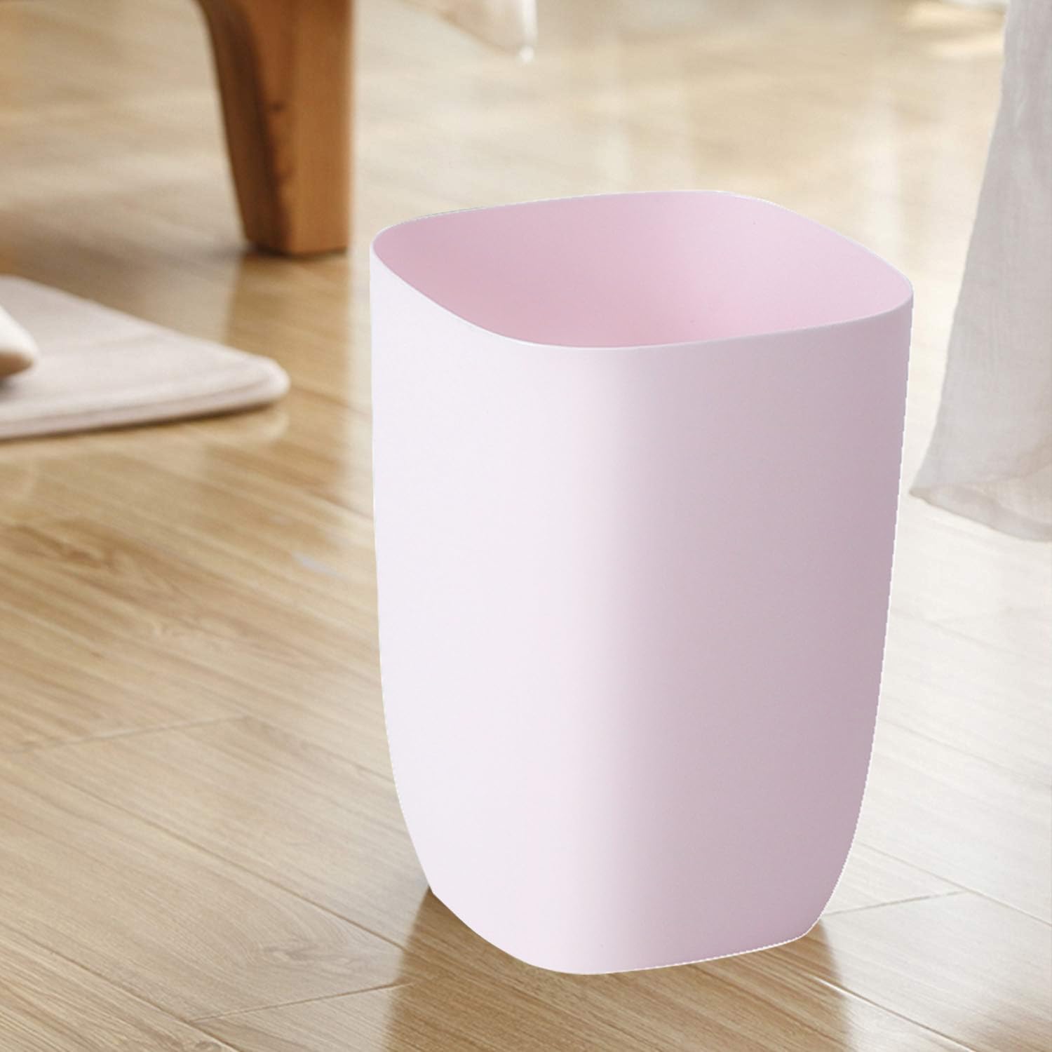 Bathroom Trash Can 7L Slim Cute Pink Plastic Waste Basket